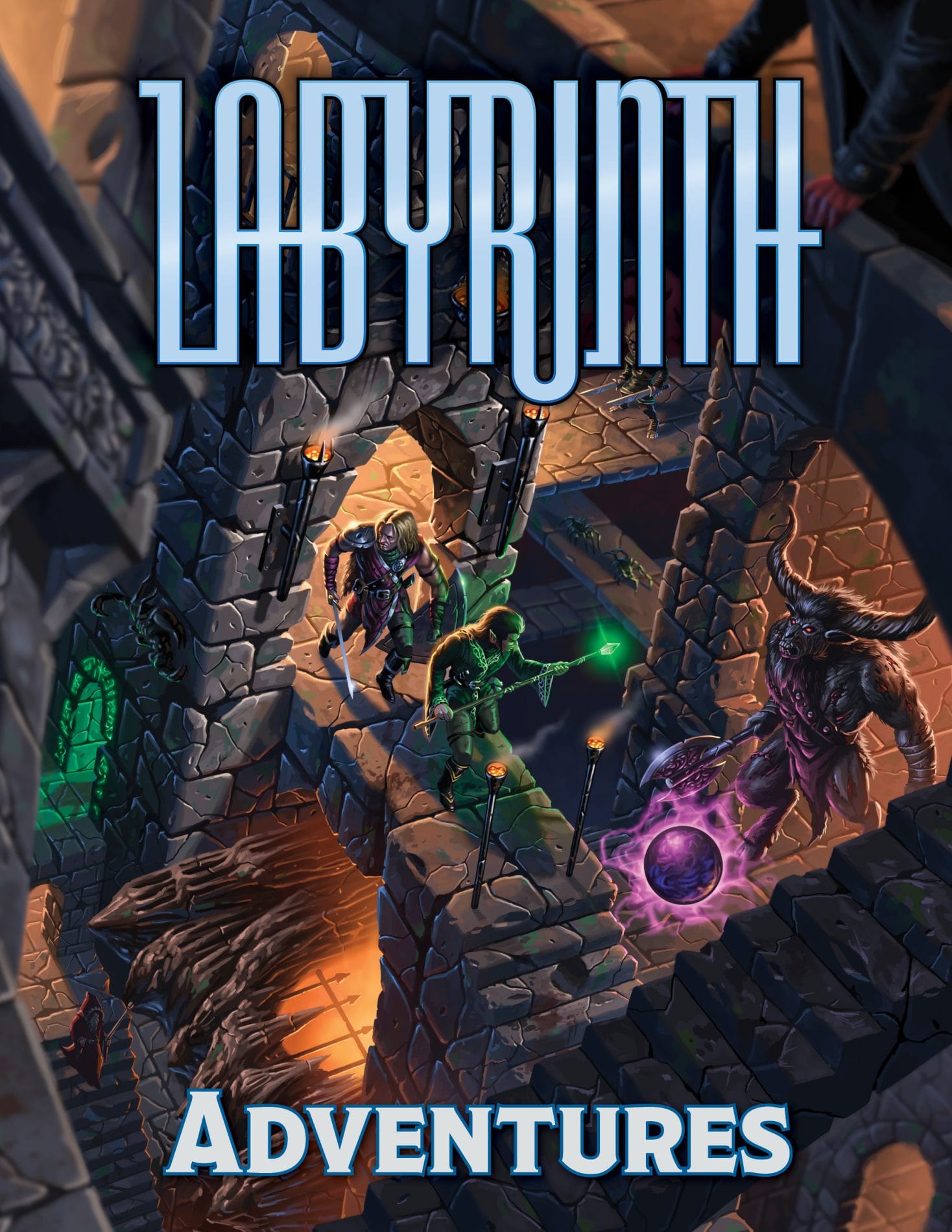 Characters walking through an Escher-like maze of staircases and doorways